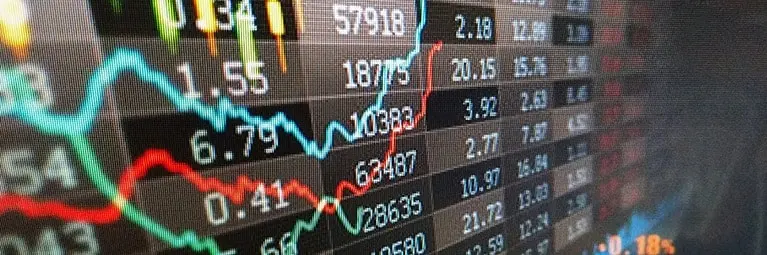A digital view of numbers, graphs, and charts.